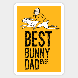 Best Bunny Dad Ever With Man Riding Rabbit Edward Lear Vintage Illustration Magnet